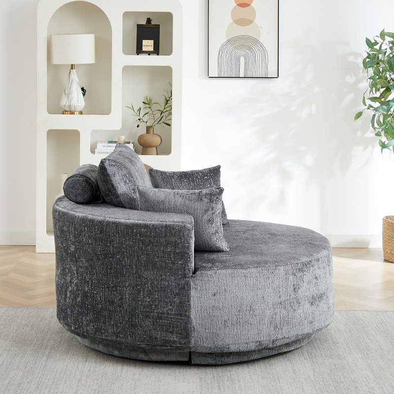 Fauteuil lit simple pivotant à 360 degrés, Gris, Polyester