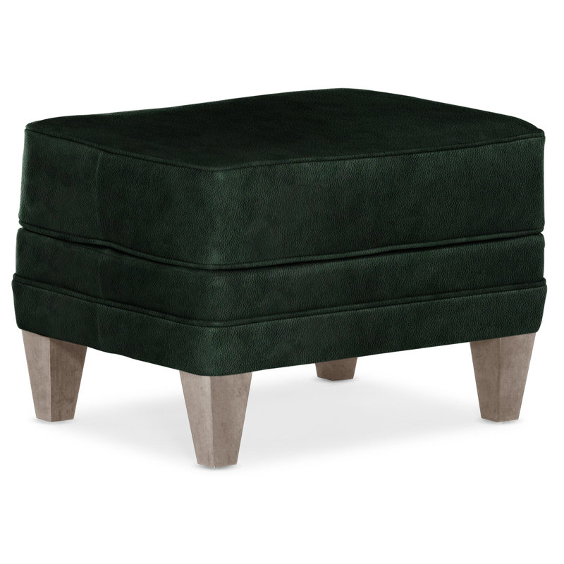 Willow Upholstered Ottoman, Stone, Anilina Hunter Genuine Leather