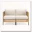 Boho Outdoor Natural Wicker Sectional Loveseat with Beige Cushions