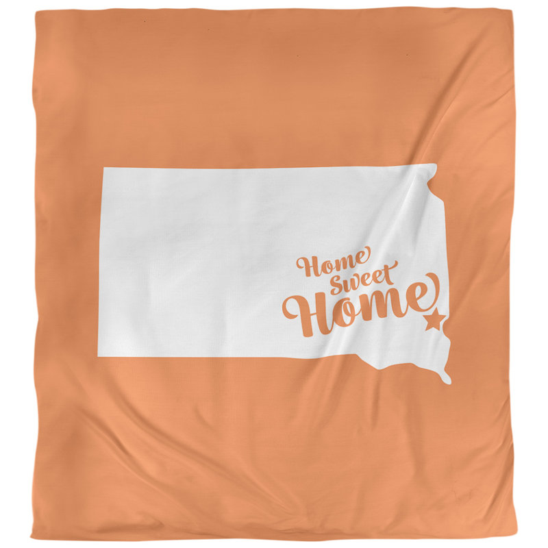 Housse de couette réversible simple Home Sweet Sioux Falls, Housse de couette pour très grand lit, Orange, Polyester brossé
