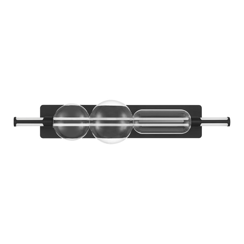 Meuble-lavabo Lucent, 34 po, noir mat, verre transparent, Noir mat