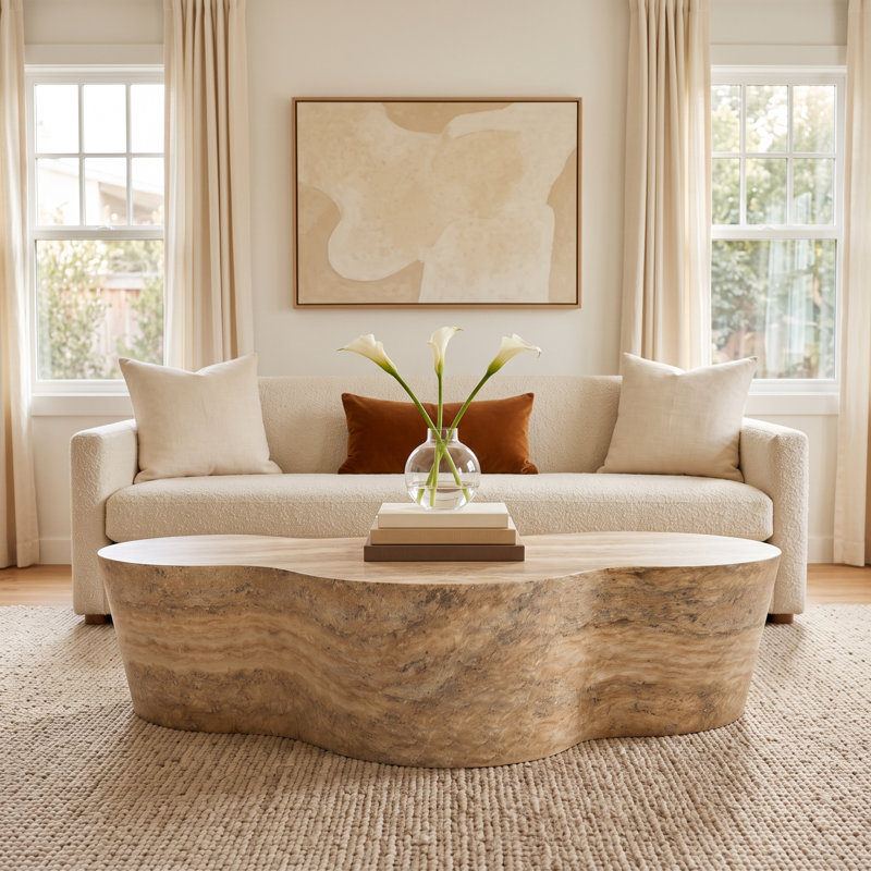 Solay Slab Coffee Table, Travertine