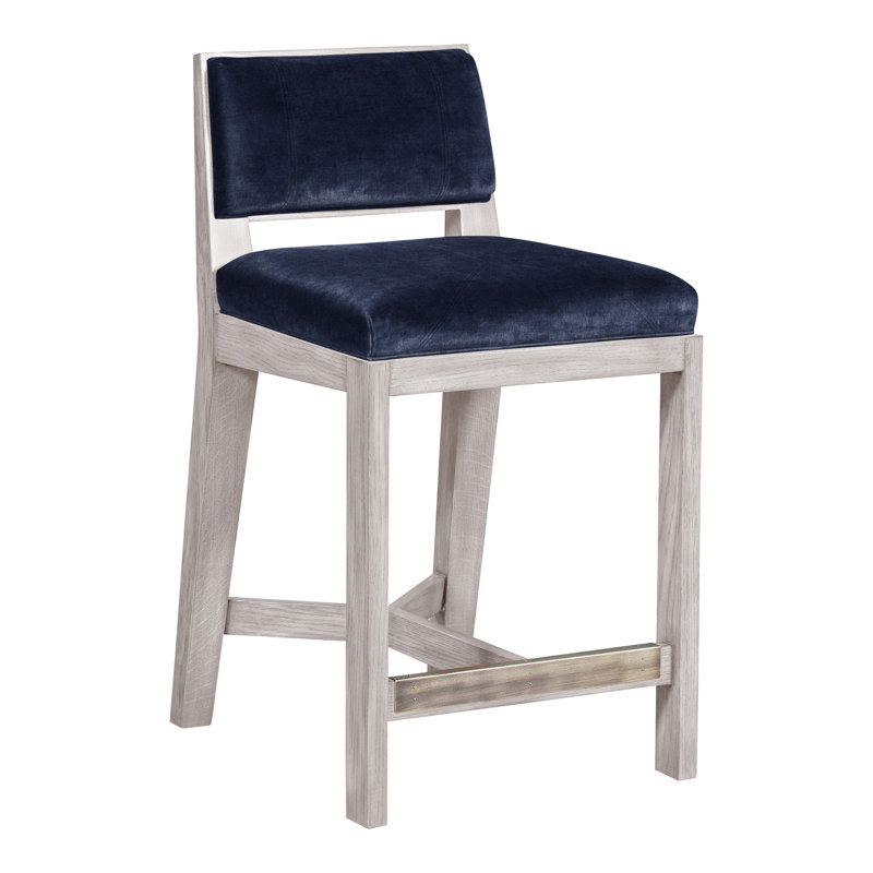 Thom Filicia Solid Wood 26.5" Counter Stool, Dove Gray, Nadia Eclipse