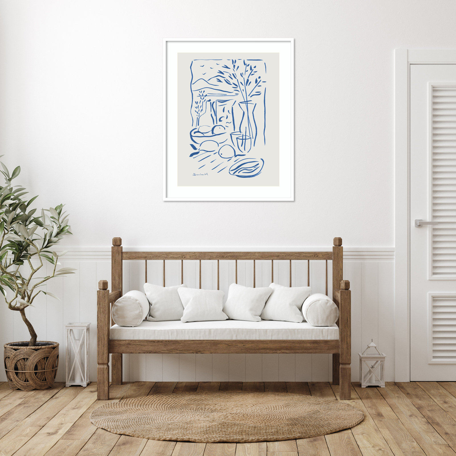 Cleve "Mediterranean View" Print, White Framed, 41" H x 33" W