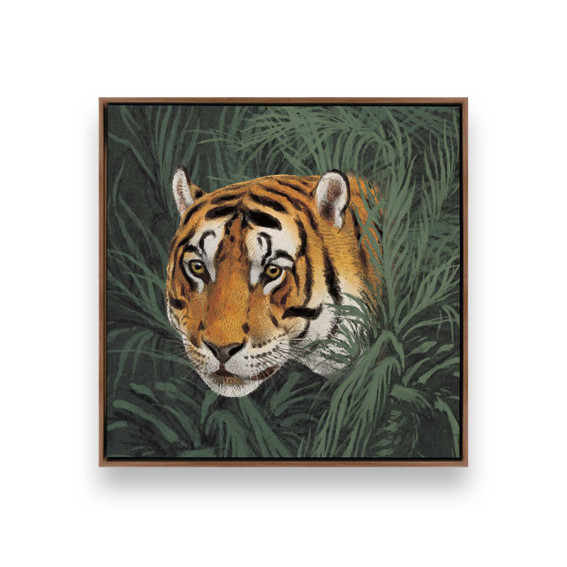 Reproduction d'art sur toile Jungle Cat Bust II par Wild Apple, H 12 po x l 12 po, Cadre flottant, Brun