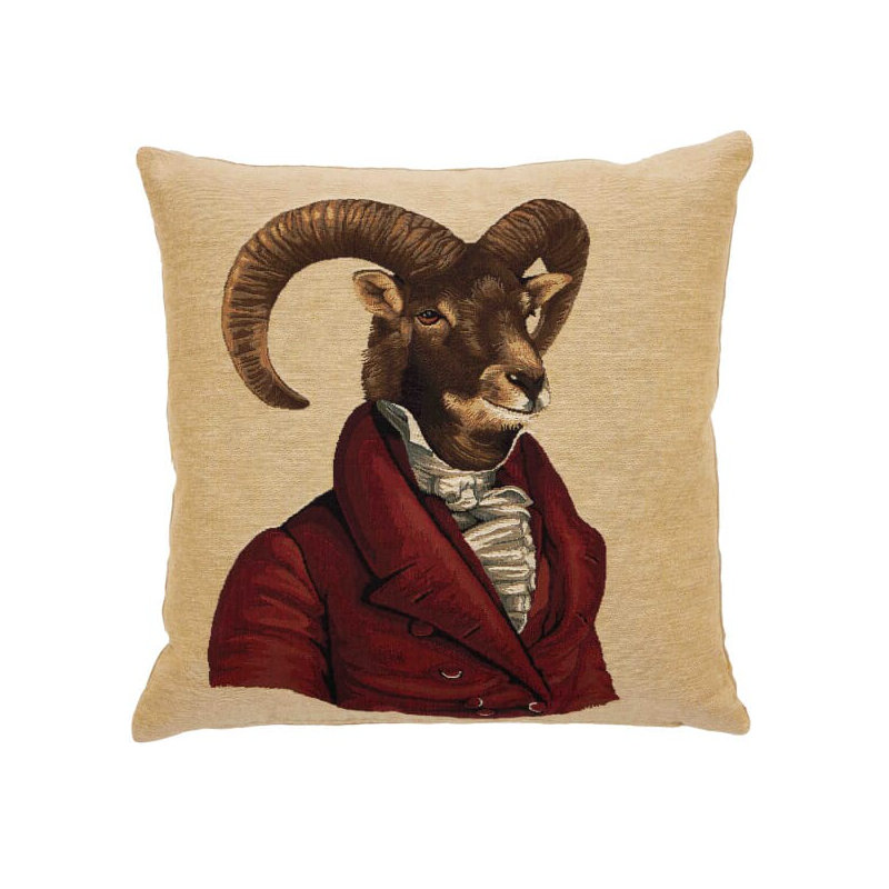 Reginald Ram Tapestry Cushion with Feather Filler 