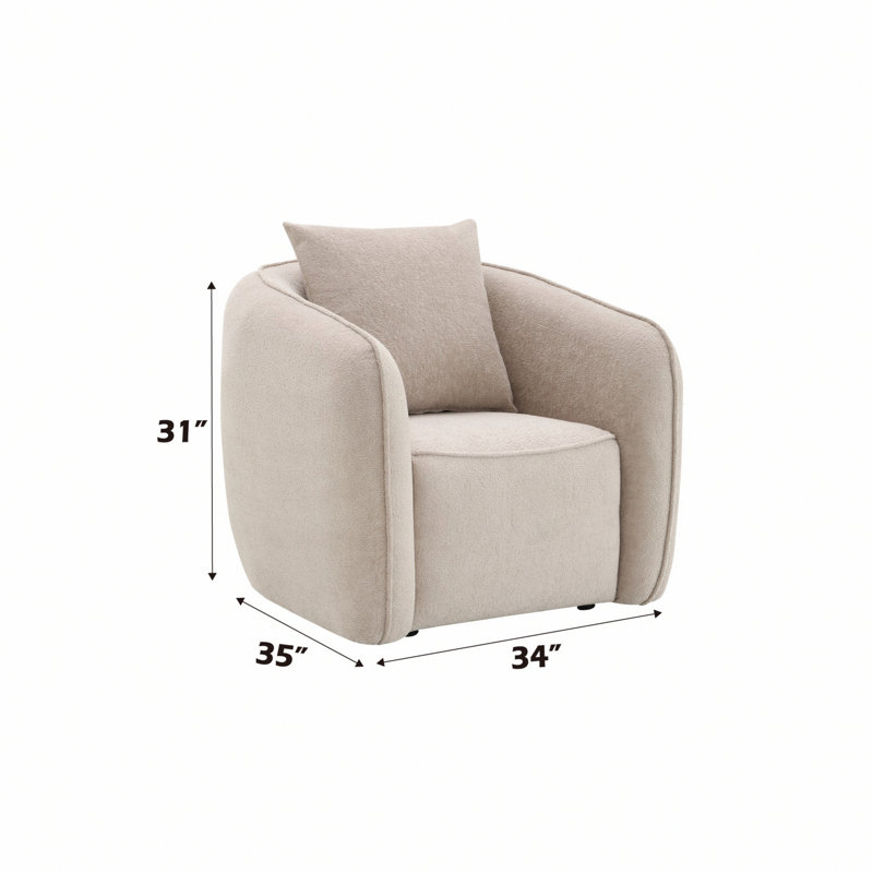 Fauteuil, fauteuil rembourré avec 1 oreiller, Beige