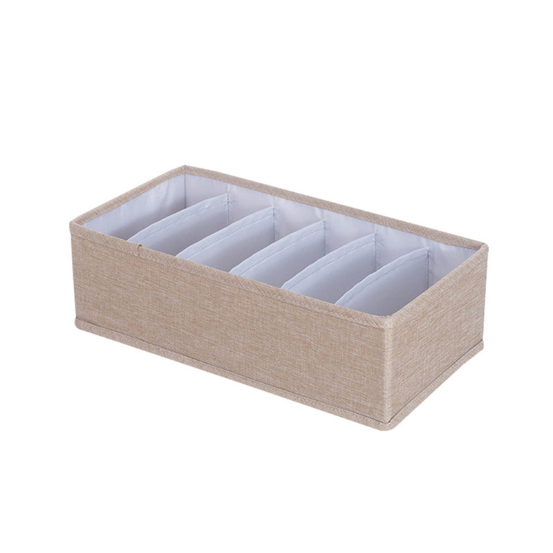 Drawer Underwear Storage Box Dormitory Folding Underwear Sorting Box Wardrobe Storage Cloth Art Sub-packing Box, Khaki