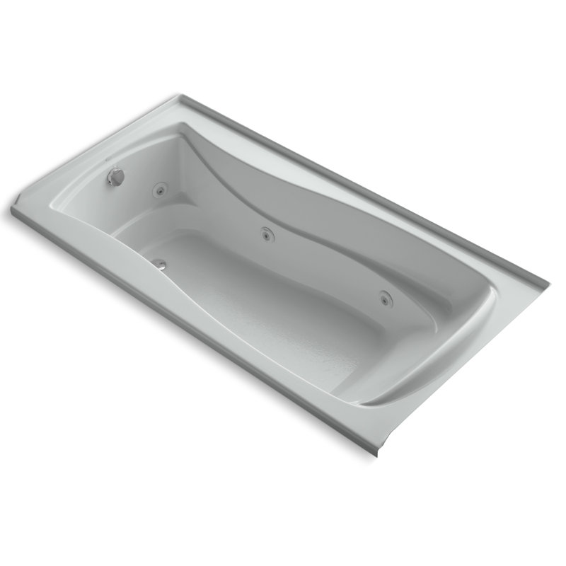 Mariposa 72" x 36" Drop in Whirlpool Bathtub, Ice Gray, Right