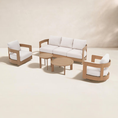 Frances 5-Person Eucalyptus Patio Seating Group