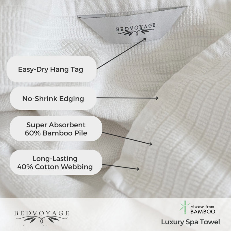 BedVoyage Spa Bath Towel - Viscose from Bamboo + Cotton - 650 GSM - Absorbent & Odor Resistant, Cloud