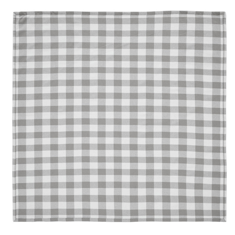Annie 40x40 Gray and White Cotton Buffalo Check Table Topper