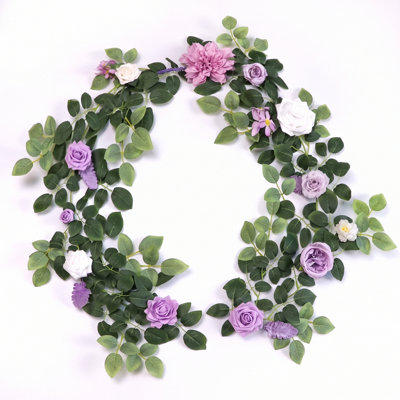 Guirlande de fleurs pliables 6 pi, vigne rose artificielle pour décoration de mariage, blanc | Guirlande florale en soie rose pour décoration de fête d'anniversaire de mariage