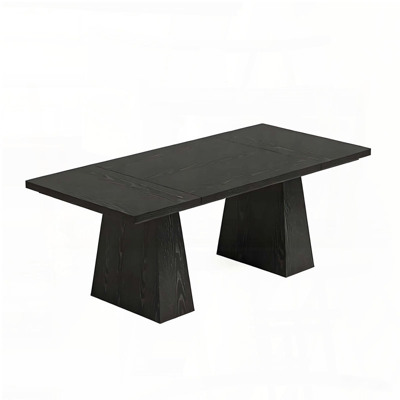 Table de salle à manger Modern Farmhouse - Finition en bois noir de 63 po, pieds fuselés, sièges 6