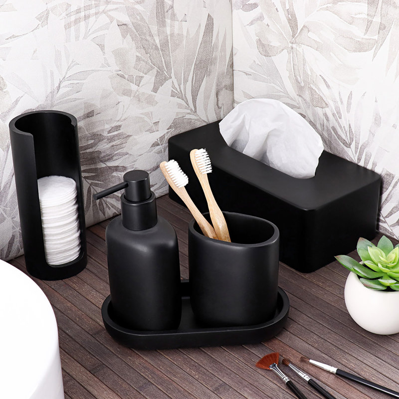 6-Piece Black Bathroom Accessory Set, Black