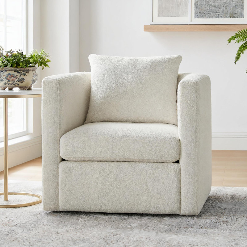 Fauteuil demi-tonneau rotatif Modern, Ivoire ivoire