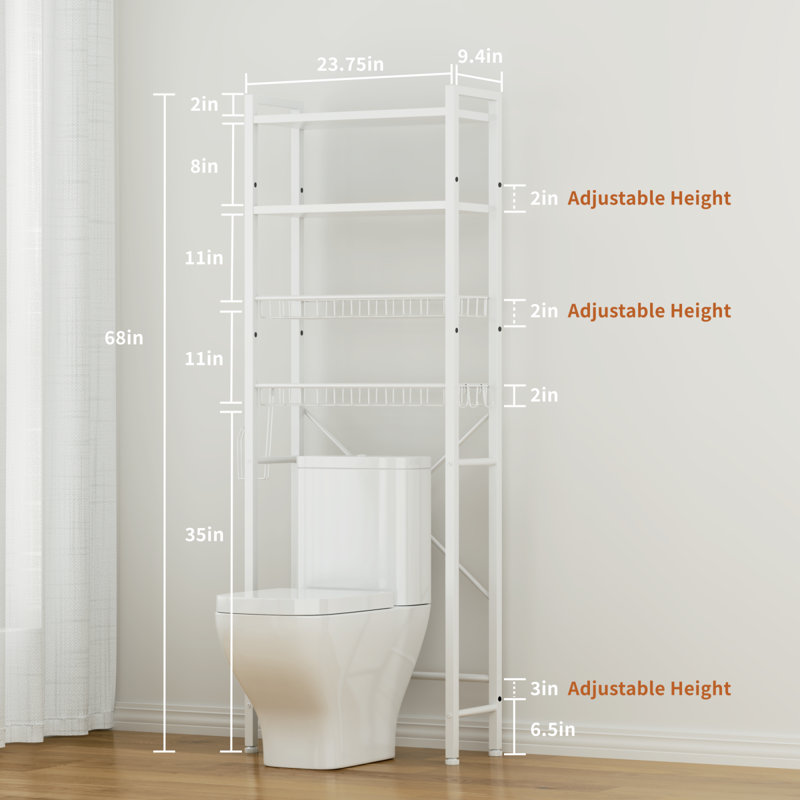 MOLACHI Over The Toilet Storage Cabinet - Freestanding Bathroom Organizer With Adjustable Shelf & Glass Doors