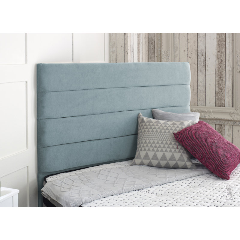 Salmon Upholstered Velvet Panel Headboard, Double (4'6), Sky