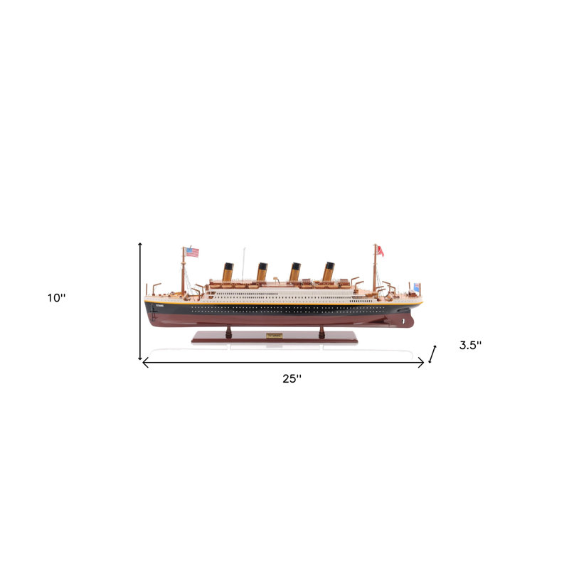 10" Black And Red 1912 RMS Titanic Small Boat Hand Painted Decorative Boat, H 10 po x l 25 po x P 3,5 po