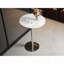 Table de bar ronde avec plateau en pierre et pieds argentés - blanc, H 39 po-60624711