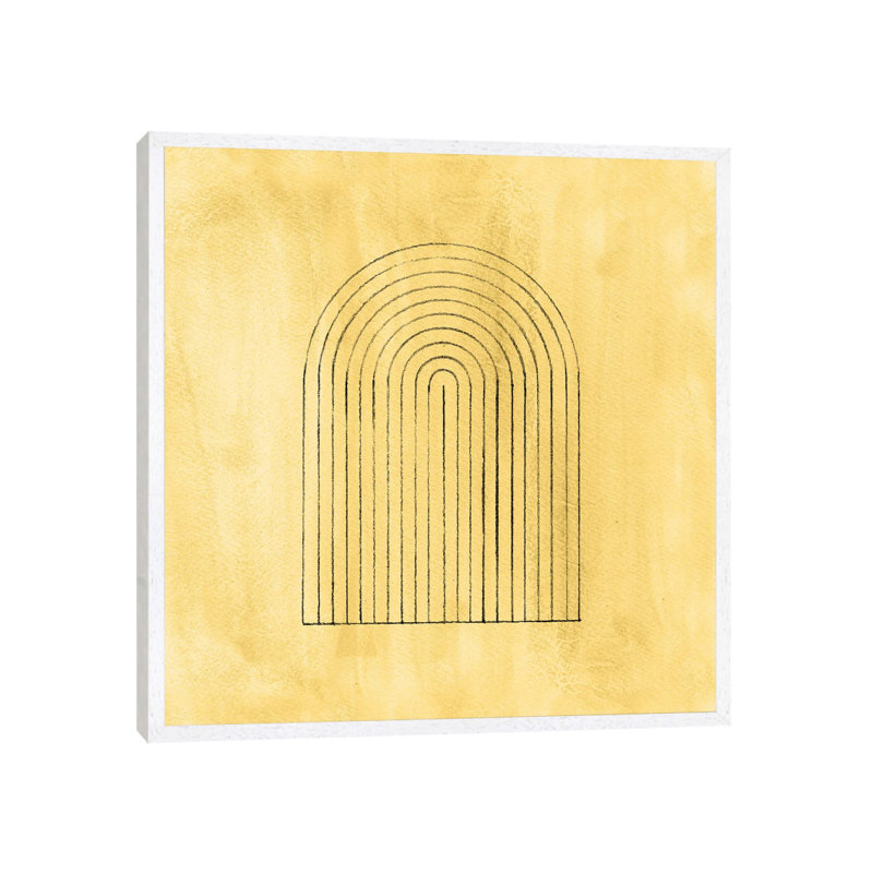 Mustard Mid Century Arch by Whales Way - Print on Canvas, 45.72cm H x 45.72cm W x 3.81cm D, White Framed