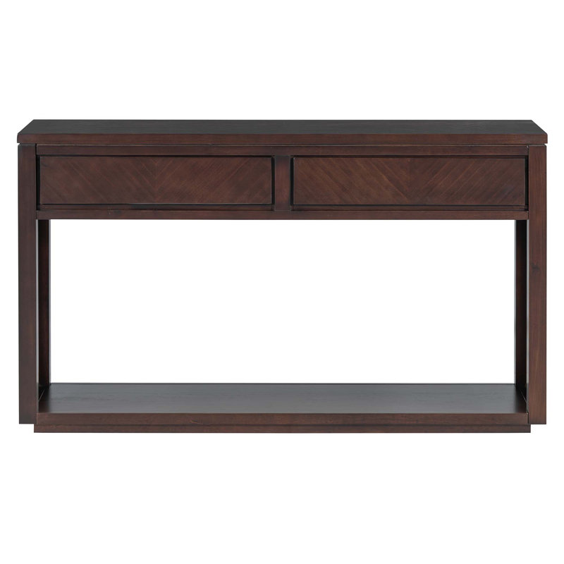 55" Rustic Wooden Entryway Console Table With Storage Drawers & Open Shelf, Espresso