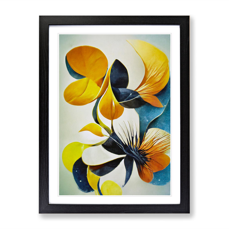 Beautiful Abstract Flowers No.3 - Single Picture Frame Print, Black Framed, 64cm H x 46cm W x 2cm D