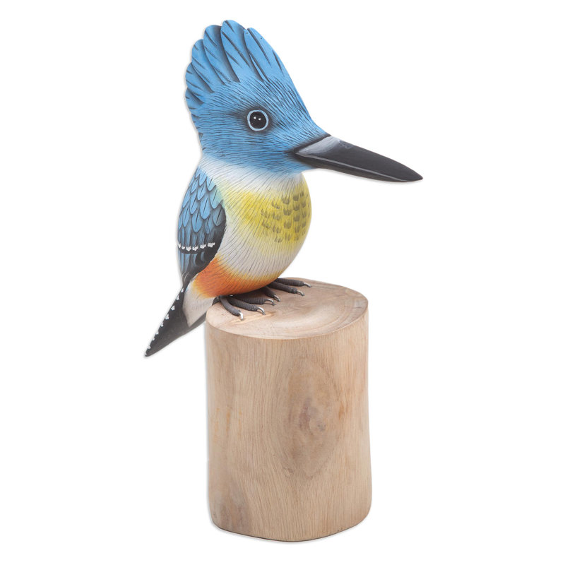 Statuette en bois de martin-pêcheur à la main Red Barrel Studio®
