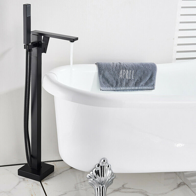 Floor Waterfall Faucet Bath Filler with Diverter
