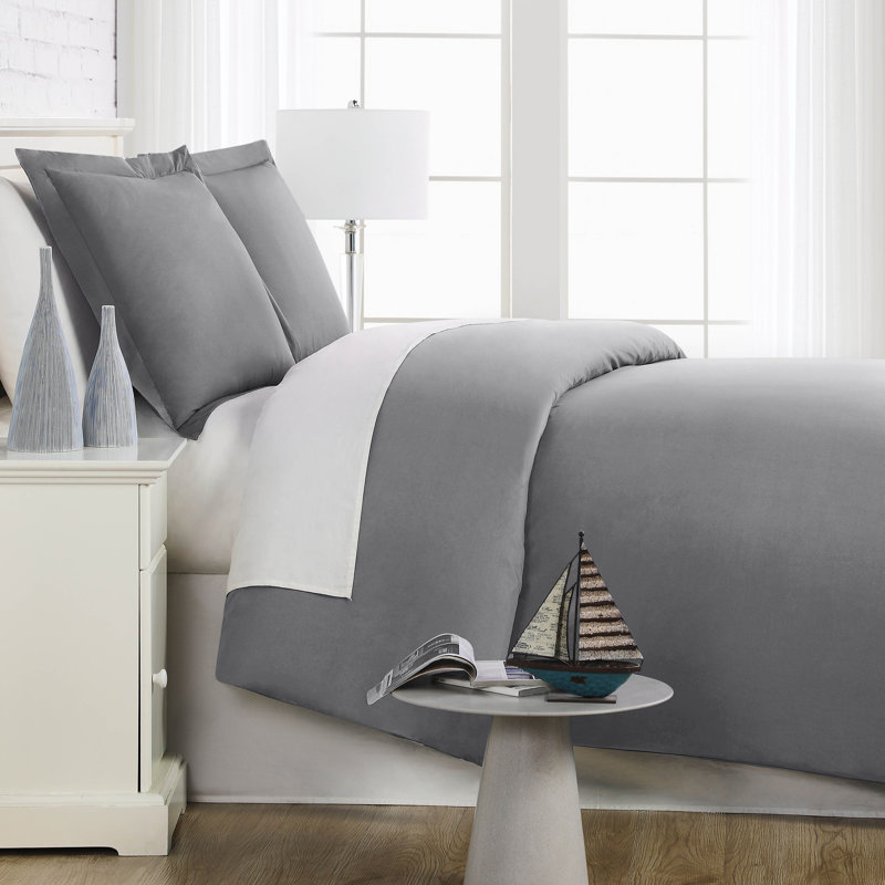 Ensemble de housse de couette en lin gris anthracite Southshore Fine Linens, Gris acier