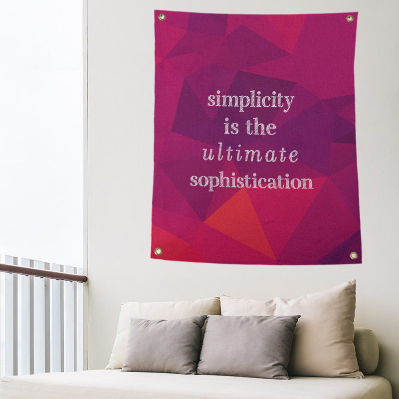Tapisserie de guillemet simple et sophistiqué en polyester, H 80 po x l 59 po, Rubellite