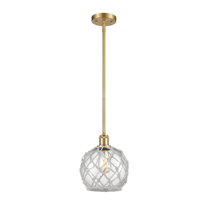 Tobey 1 - Light Single Pendant, Matte Brown, 10" H x 8" W x 8" D, Clear/White