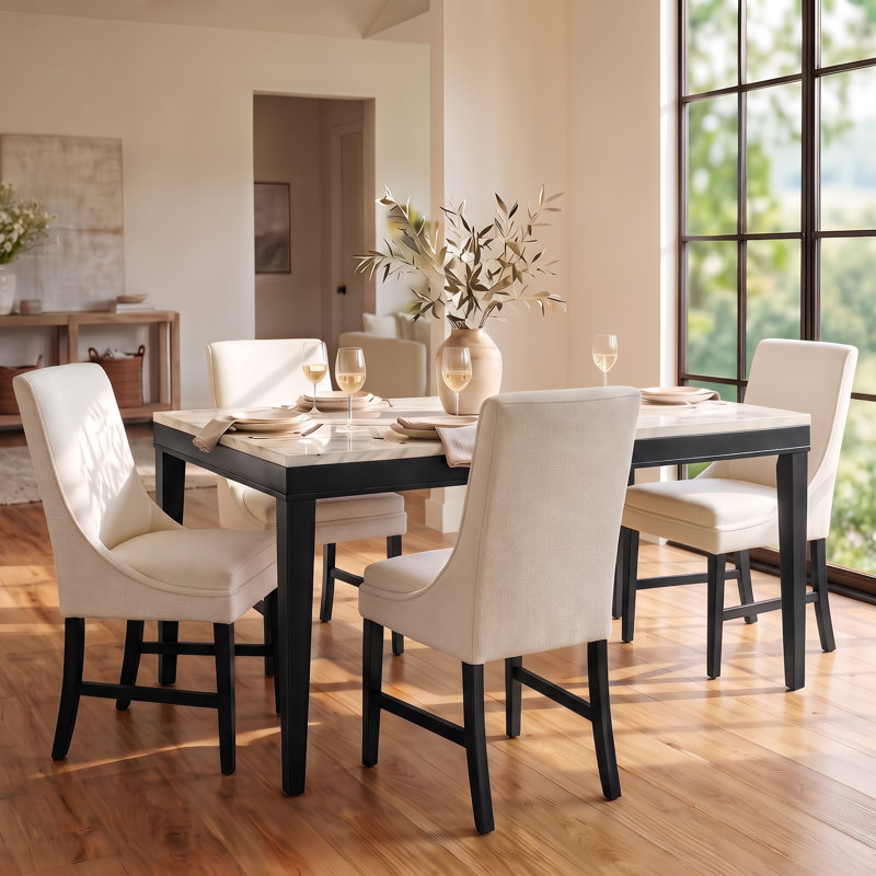Marble Top Dining Set, 7 pièces: table, 6 chaises