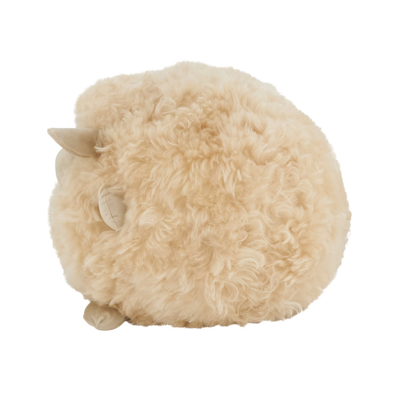 Round Beige Baby Lamb Plush Throw Pillow