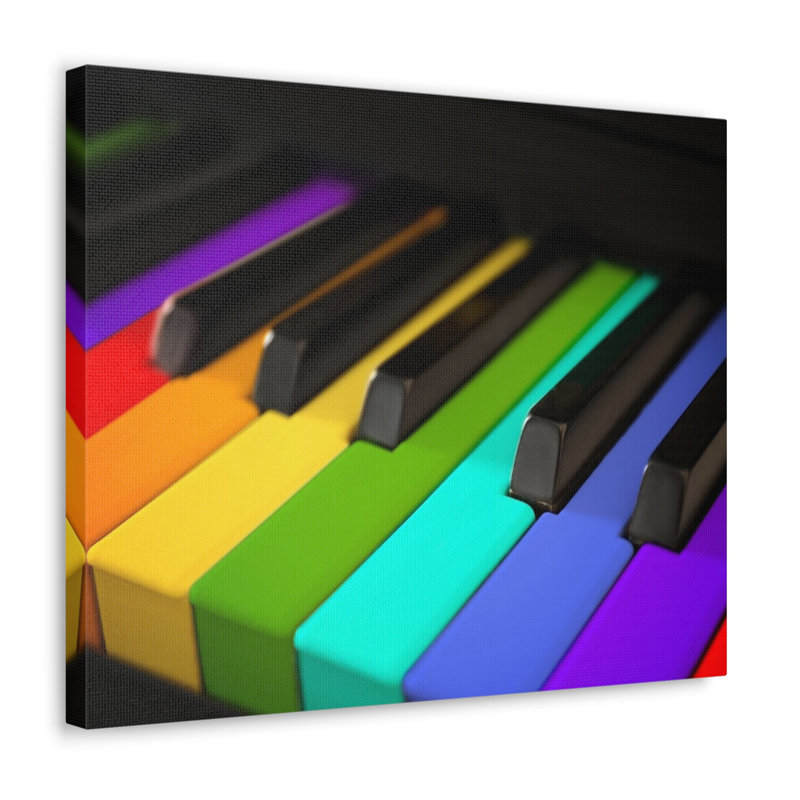 Piano Keys In Rainbow Music Lover's Delight Piano Keyboard Canvas Wall Art, 16" H x 20" W