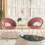 Chaises modernes en velours rose moderne 2 - Chaise d'appoint confortable pour le bureau, tissu pour espace de travail, 2 pieds de terrasse stables, balcon relaxant, look élégant de patio, matériaux