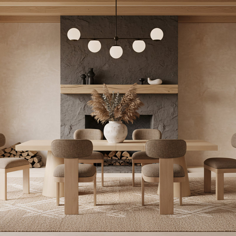 Hiromy Extendable Dining Table 11', Beige