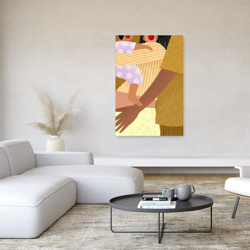 Gentle Family Embrace Abstract Minimalist Modern Portrait Wall Art Print by Bea Muller - Wrapped Canvas Print