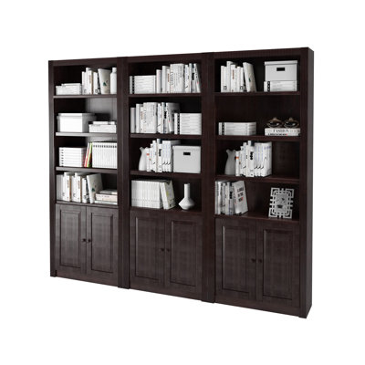 Elona 213 cm H x 245 cm W Solid Wood Library Bookcase