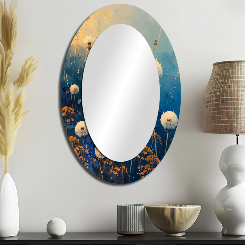 Décoration de pissenlit blanc et bleu blanc, 36 po x 24 po