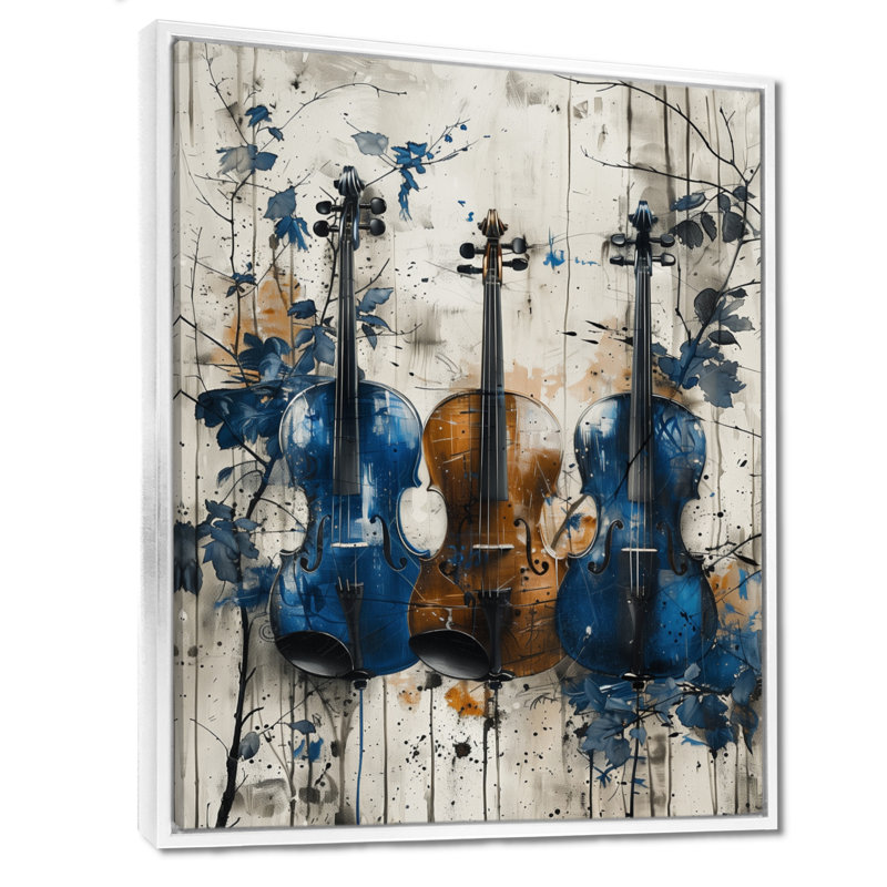 Violons et or bleu, musique, instruments, musique, salon, Cadre photo noir, H 34 po x l 44 po