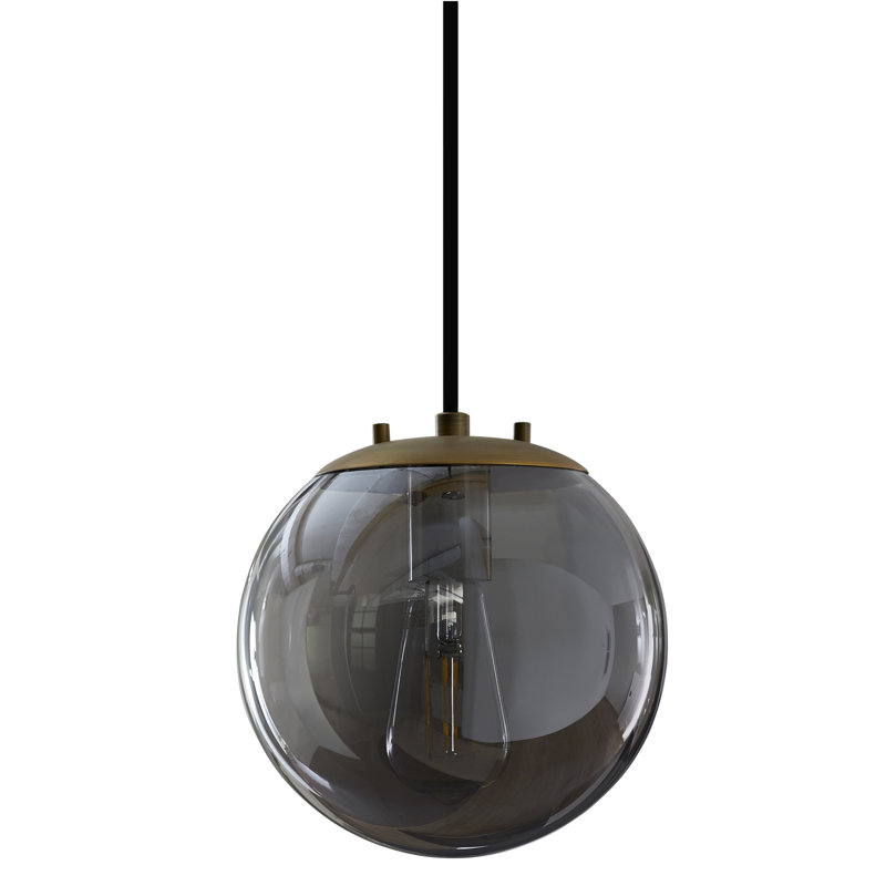Luminaire suspendu sphérique 1 lumière Casiyah, Laiton brossé, Fumée