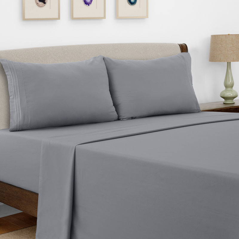 Ensemble de draps en microfibre 6 pièces Lux Decor, Ensemble de draps pour lit simple TG + 1 drap-hous, gris clair