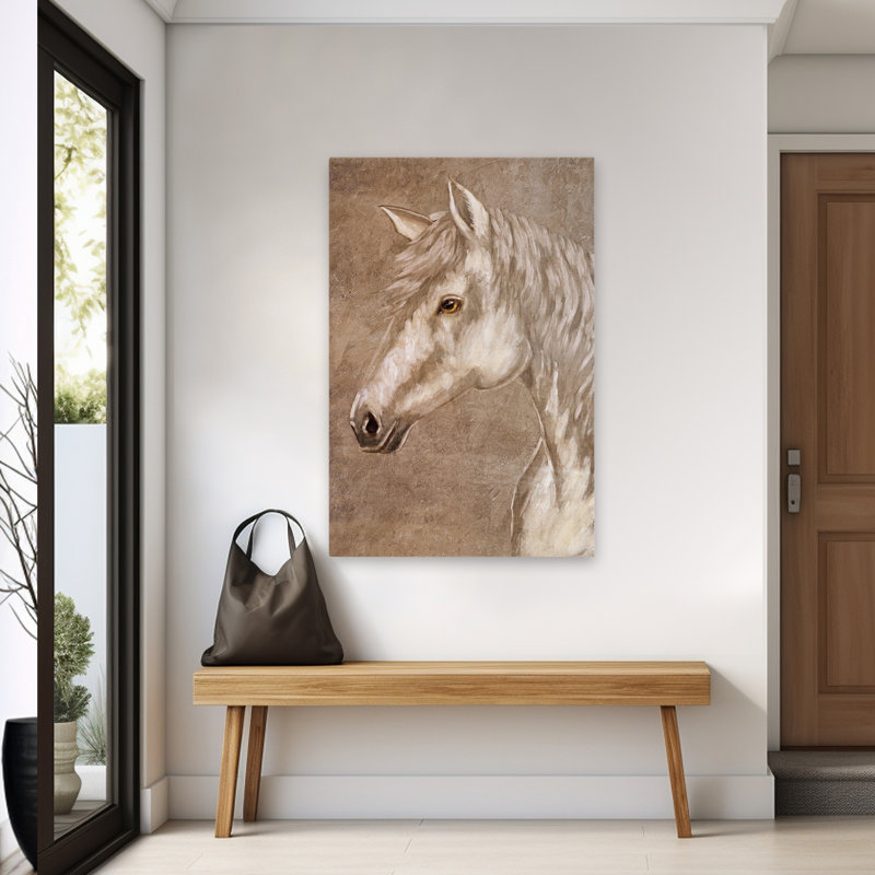 Perle - art contemporain d'étalon blanc, H 60 po x l 40 po