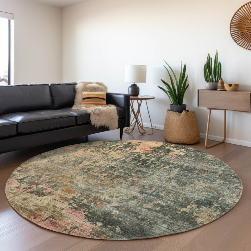 Tapis d'intérieur / extérieur vert Danira , 8 pi x 8 pi