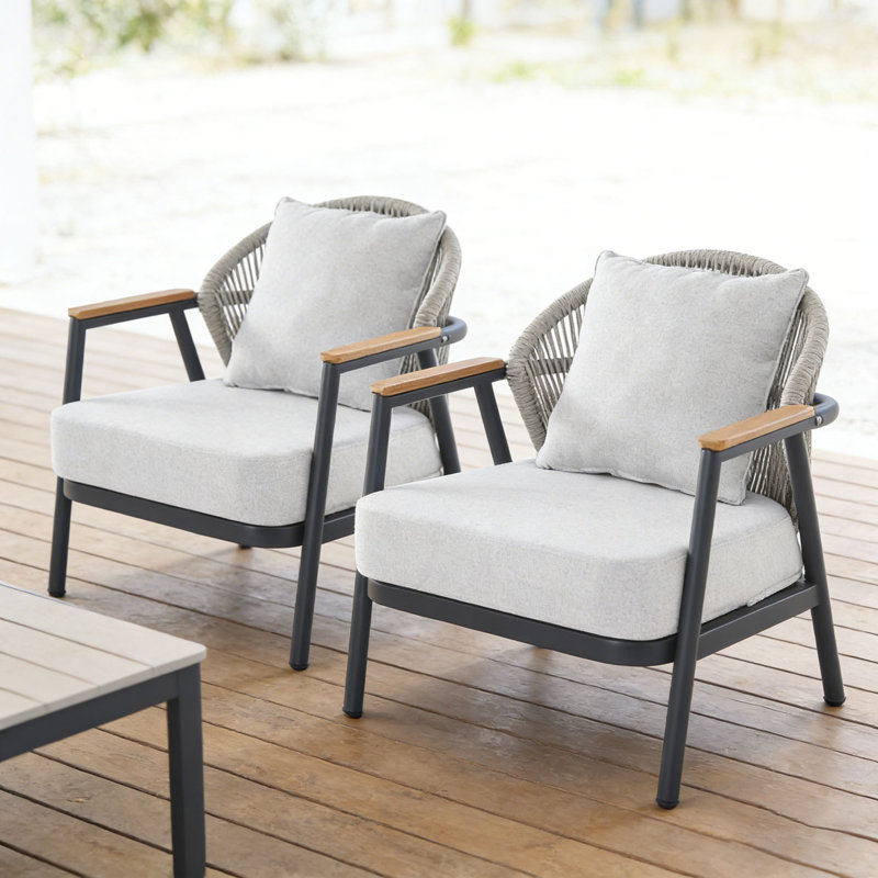 Outdoor Rope Club Chair, Teak-QT2