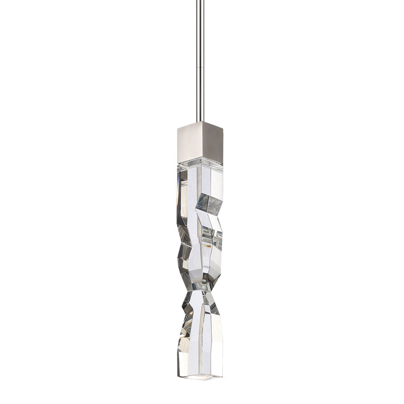 Luminaire suspendu simple à 1 lumière Mamadim, Nickel poli, H 63,25 po x l 2 po x P 2 po