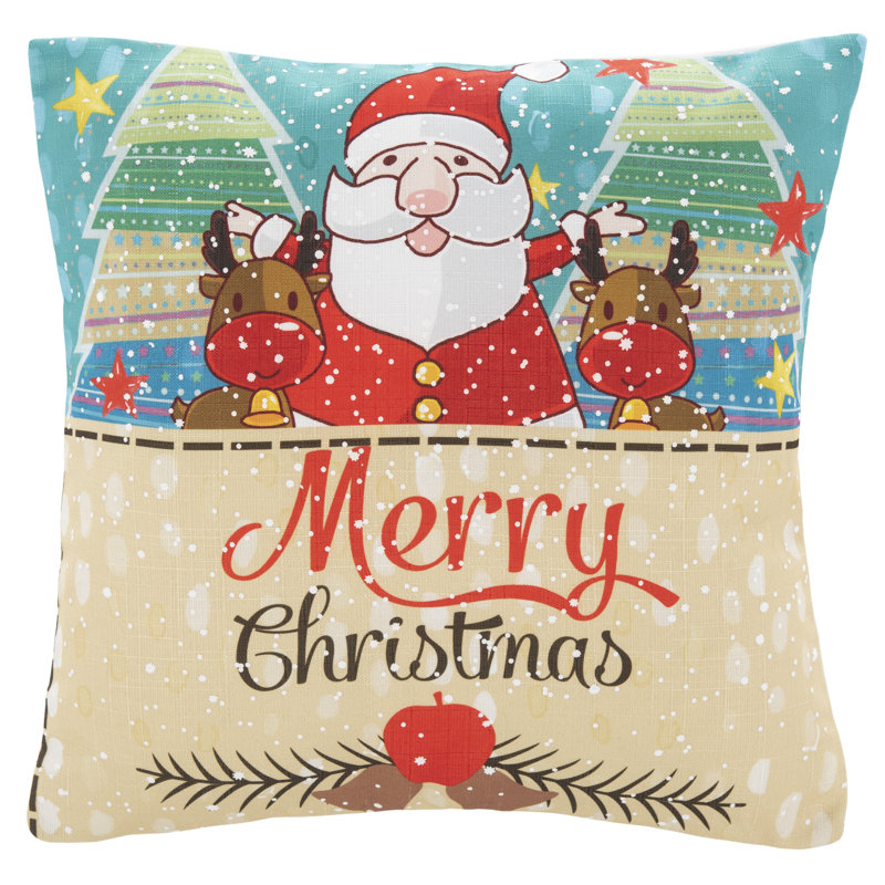 Santa Claus Merry Christmas Blue and Red Kids Pillow