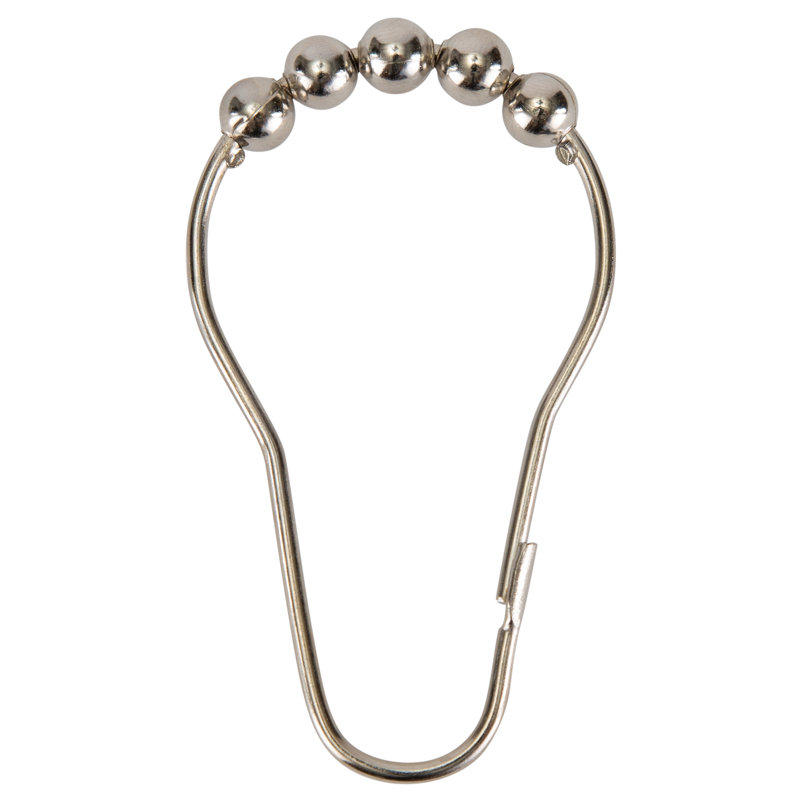 Chrome Beaded Moisture-Proof Shower Curtain Hooks