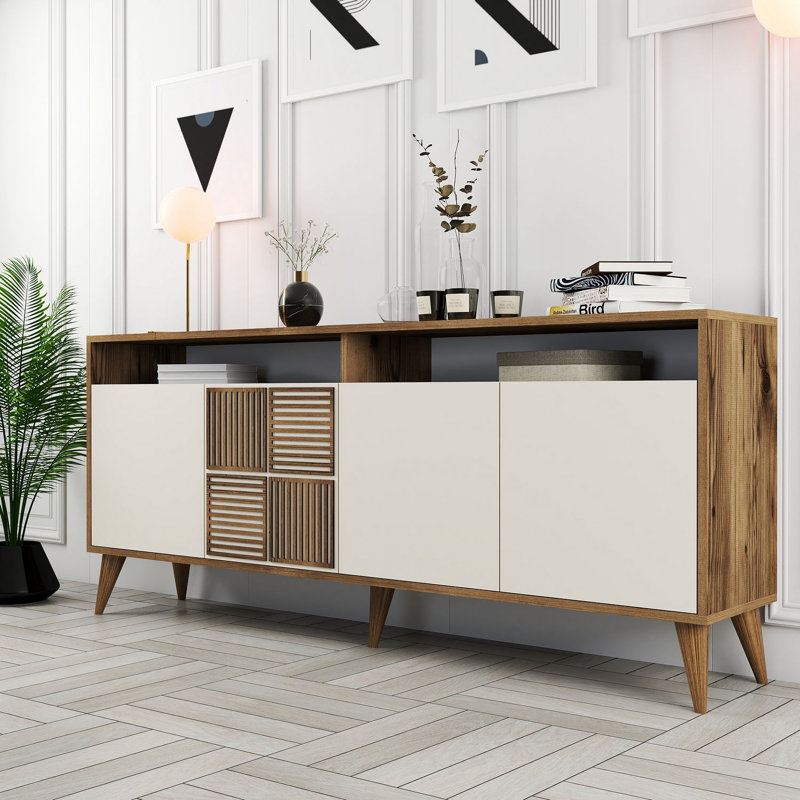 Console Adrius, Noyer, Crème / noyer, H 30,9 po x l 70,9 po x P 13,8 po